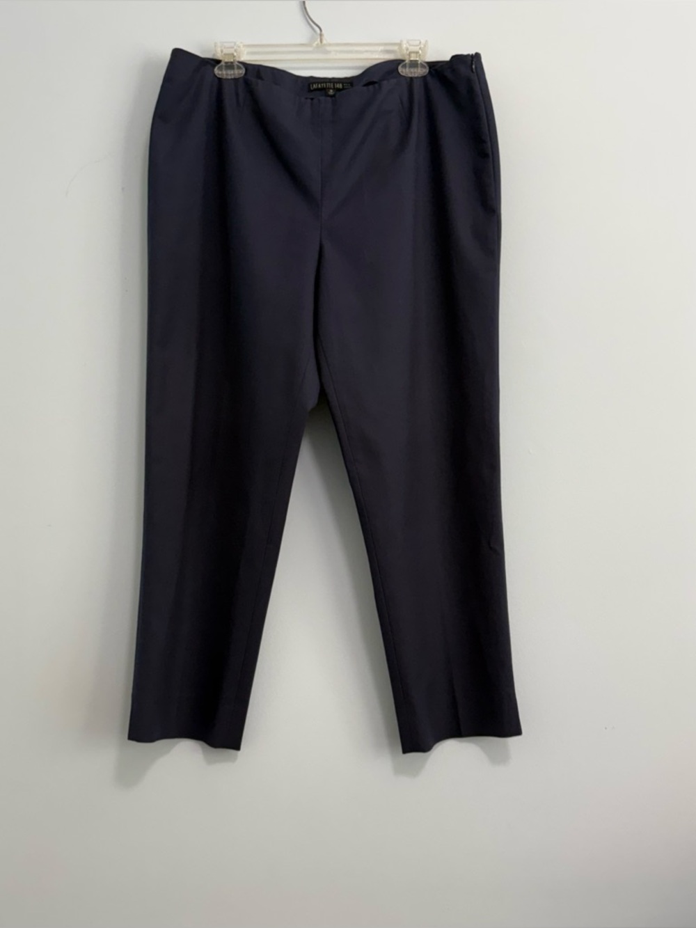 Lafayette 148 New York Women’s Navy Cotton Ankle Pants Side Zip Size 14